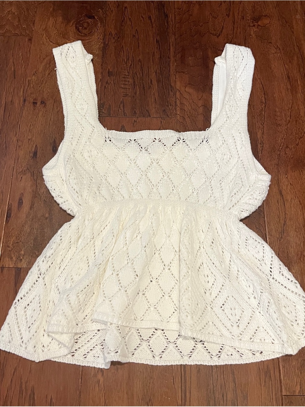 Pink Rose White Knit Tank with Floral Embroidery - Picture 3 of 7